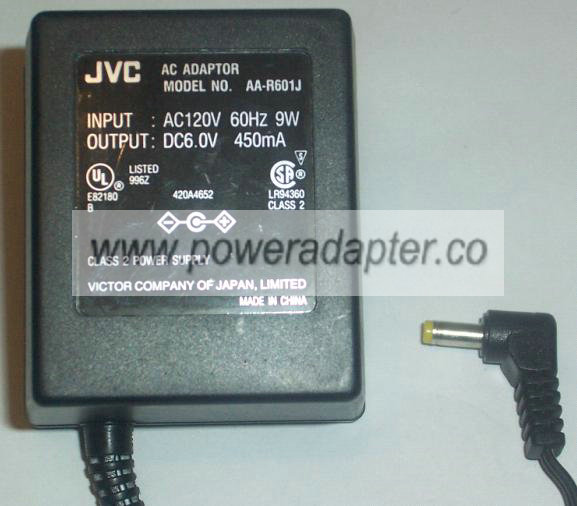 JVC AA-R601J AC ADAPTER 6VDC 450MA POWER SUPPLY - Click Image to Close
